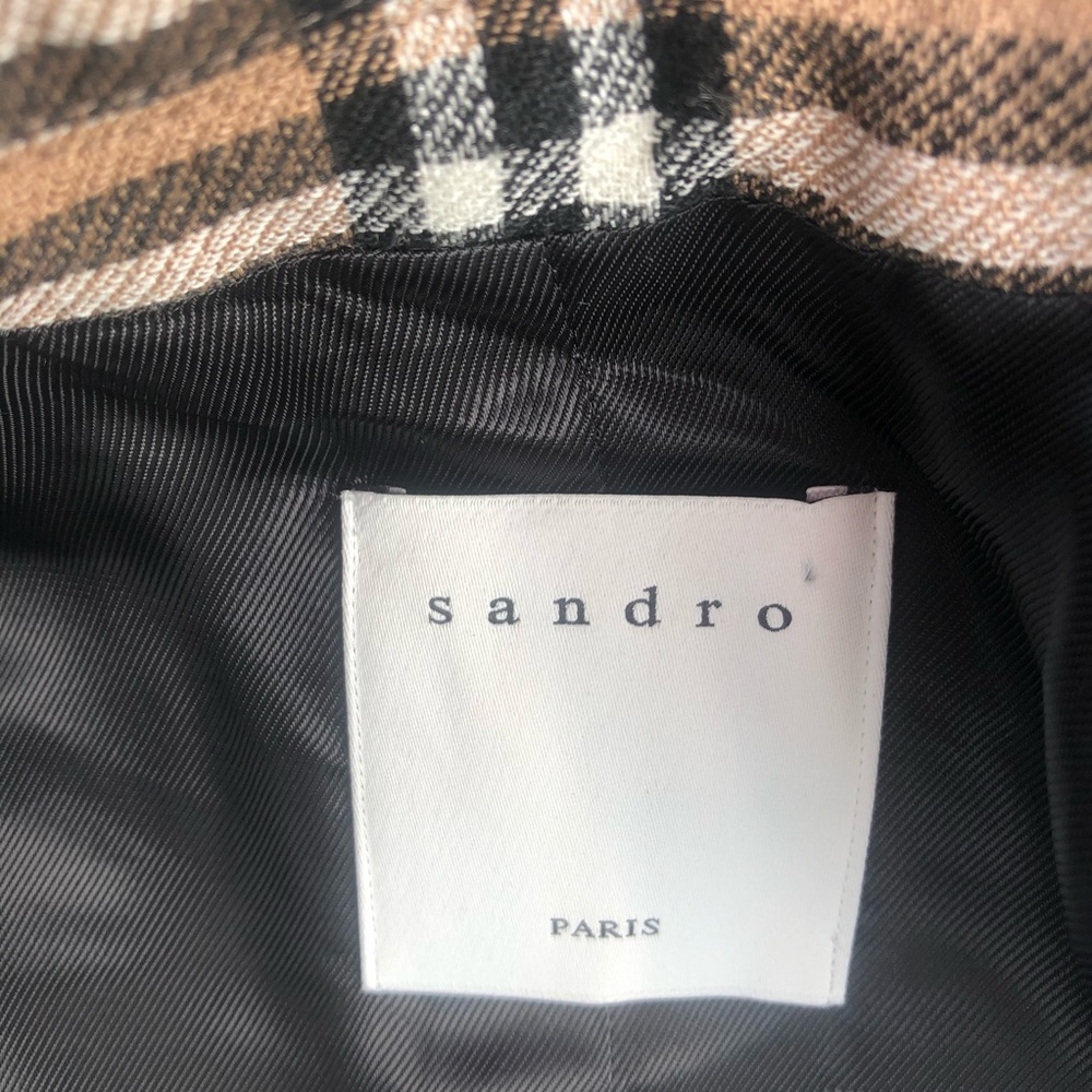 NWT HP Sandro Sirène plaid camel tan blazer US 0-2 - Picture 14 of 14